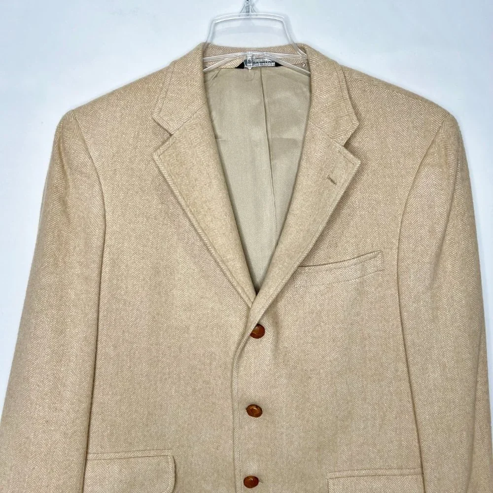 JOS A BANK Men’s Blazer sz 42R Jacket 100% CASHMERE Camel Brown Sport Coat Class